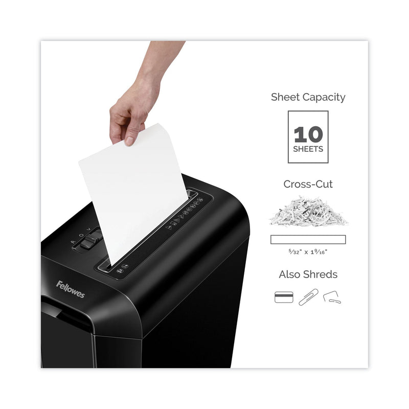 Fellowes Powershred LX65 Cross-Cut Shredder, 10 Manual Sheet Capacity