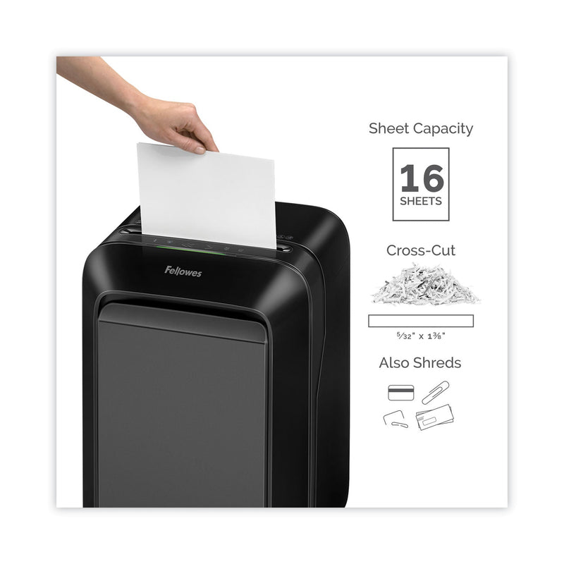 Fellowes Powershred LX180 Cross-Cut Shredder, 16 Manual Sheet Capacity