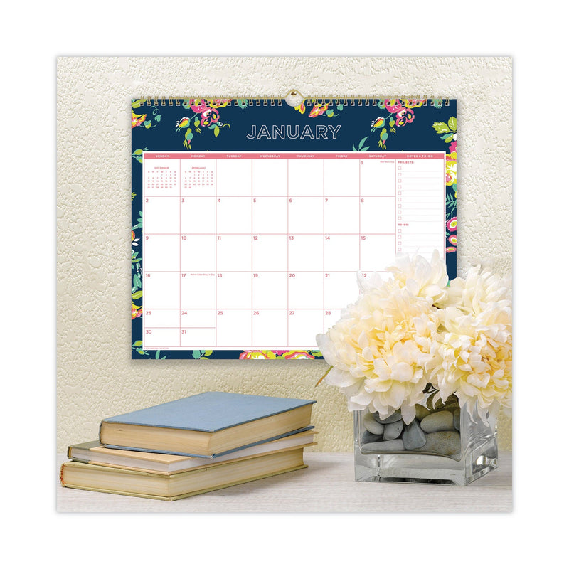 Blue Sky Day Designer Peyton Wall Calendar, Peyton Floral Artwork, 15 x 12, White/Navy Sheets, 12-Month (Jan to Dec): 2023