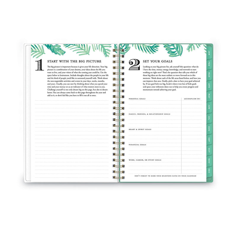 Blue Sky Day Designer Palms Weekly/Monthly Planner, Palms Artwork, 8 x 5, Green/White Cover, 12-Month (Jan to Dec): 2023