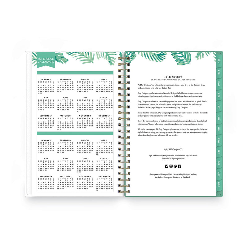 Blue Sky Day Designer Palms Weekly/Monthly Planner, Palms Artwork, 8 x 5, Green/White Cover, 12-Month (Jan to Dec): 2023