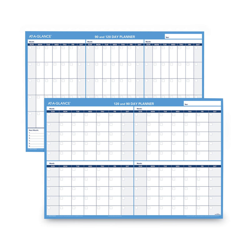 AT-A-GLANCE 90/120-Day Undated Horizontal Erasable Wall Planner, 36 x 24, White/Blue Sheets, Undated