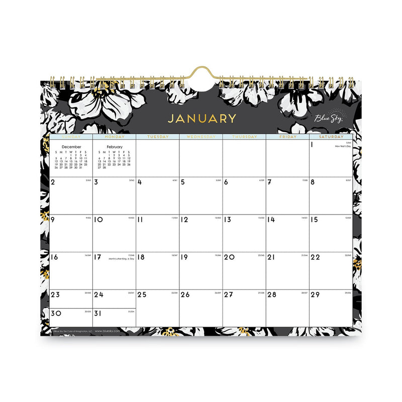 Blue Sky Baccara Dark Wall Calendar, Baccara Dark Floral Artwork, 11 x 8.75, White/Black Sheets, 12-Month (Jan to Dec): 2023