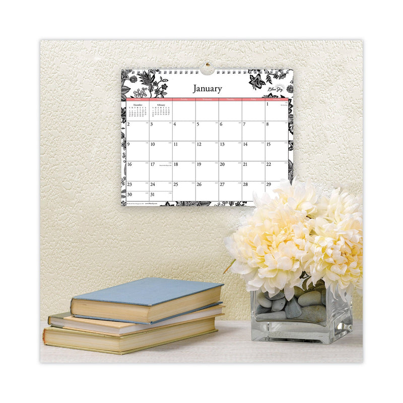 Blue Sky Analeis Wall Calendar, Analeis Floral Artwork, 11 x 8.75, White/Black/Coral Sheets, 12-Month (Jan to Dec): 2023