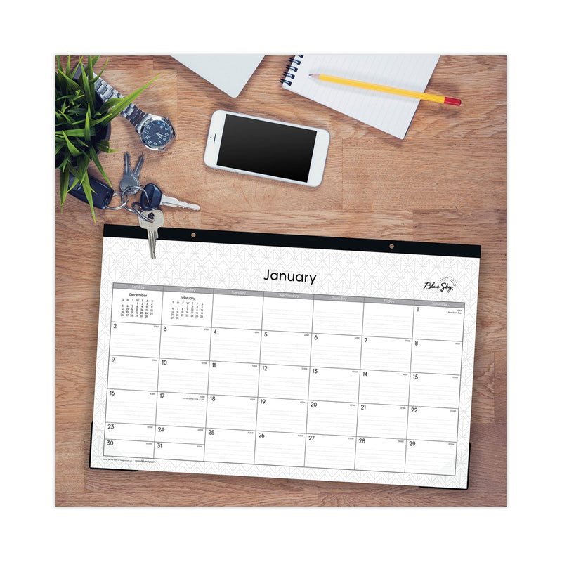 Blue Sky Enterprise Desk Pad, Geometric Artwork, 17 x 11, White/Gray Sheets, Black Binding, Clear Corners, 12-Month (Jan-Dec): 2023