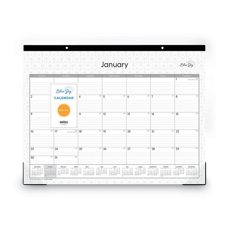 Blue Sky Enterprise Desk Pad, Geometric Artwork, 22 x 17, White/Gray Sheets, Black Binding, Clear Corners, 12-Month (Jan-Dec): 2023