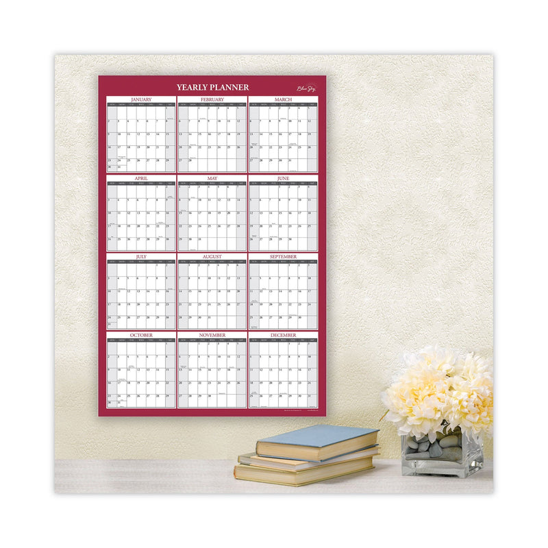 Blue Sky Classic Red Laminated Erasable Wall Calendar, Classic Red Artwork, 36 x 24, White/Red/Gray Sheets, 12-Month (Jan-Dec): 2023