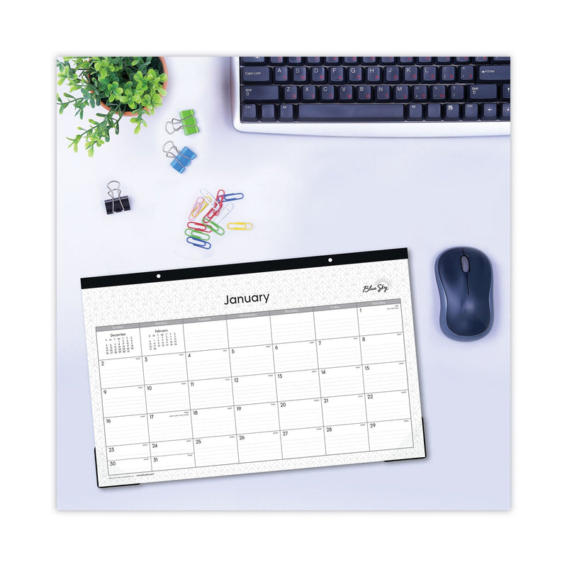 Blue Sky Enterprise Desk Pad, Geometric Artwork, 17 x 11, White/Gray Sheets, Black Binding, Clear Corners, 12-Month (Jan-Dec): 2023