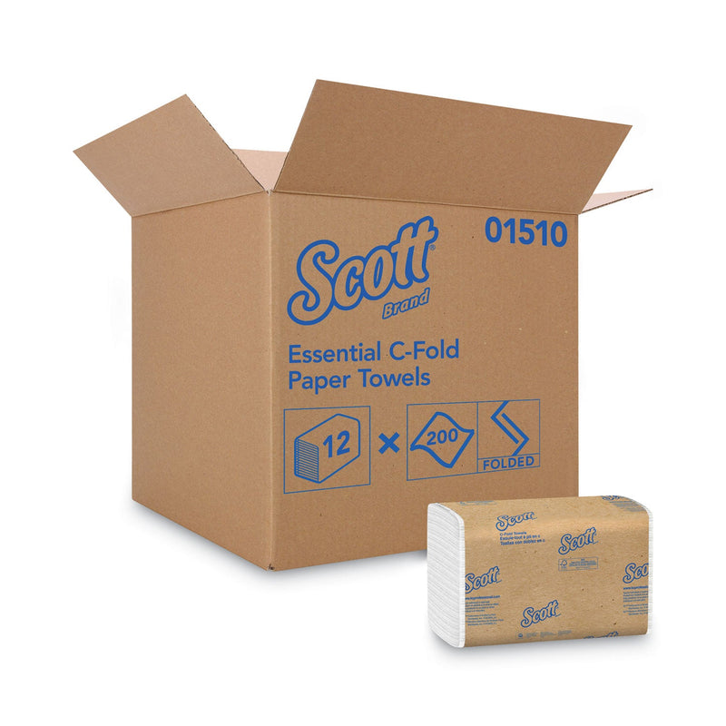 Scott Essential C-Fold Towels for Business, Absorbency Pockets, 10.13 x 13.15, White, 200/Pack, 12 Packs/Carton