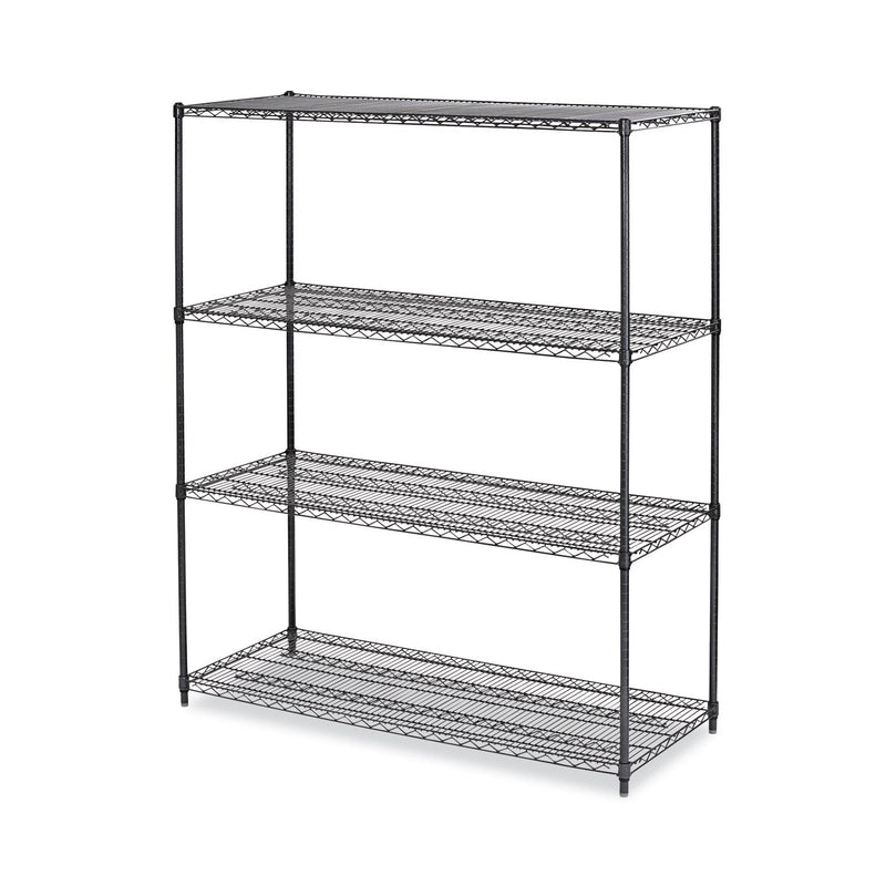 Alera All-Purpose Wire Shelving Starter Kit, Four-Shelf, 60w x 24d x 72h, Black Anthracite Plus