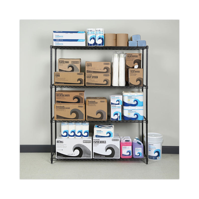 Alera All-Purpose Wire Shelving Starter Kit, Four-Shelf, 60w x 18d x 72h, Black Anthracite Plus