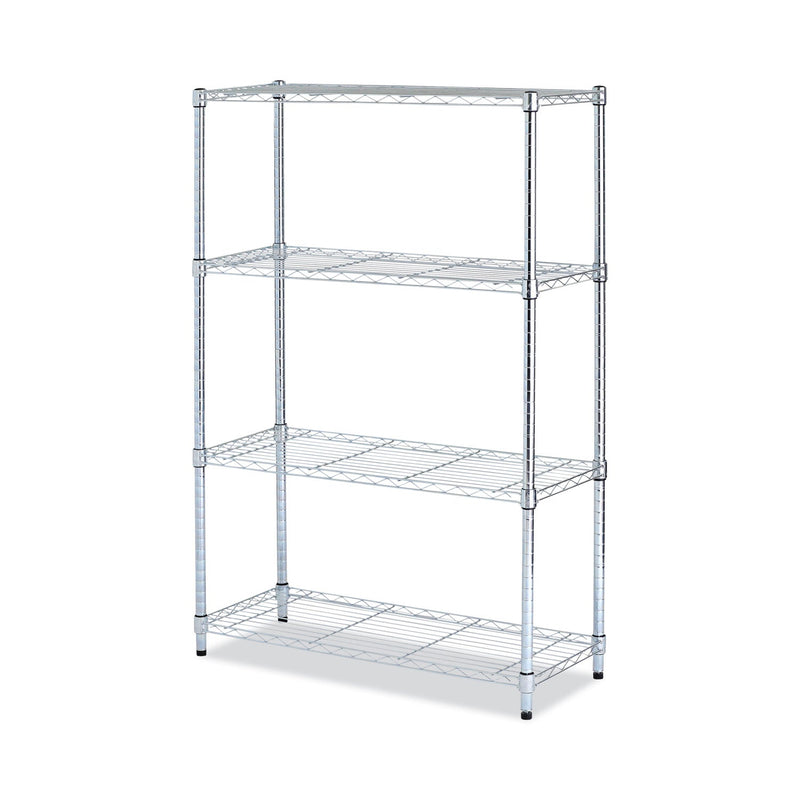 Alera Residential Wire Shelving, Four-Shelf, 36w x 14d x 54h, Silver