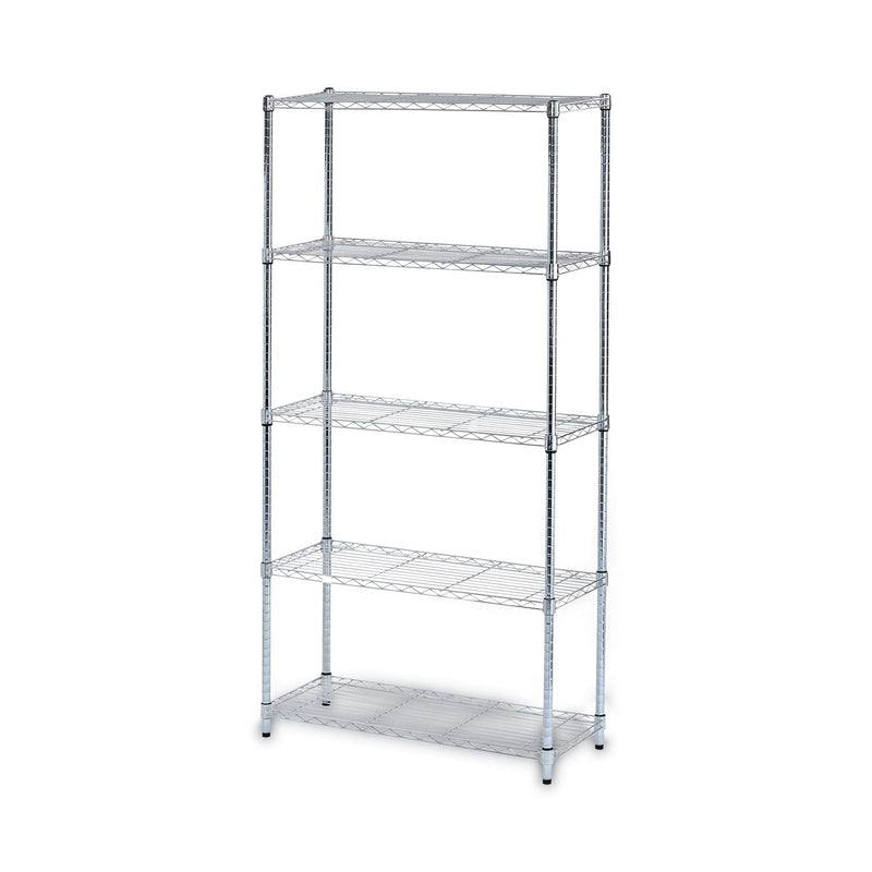 Alera Residential Wire Shelving, Five-Shelf, 36w x 14d x 72h, Silver