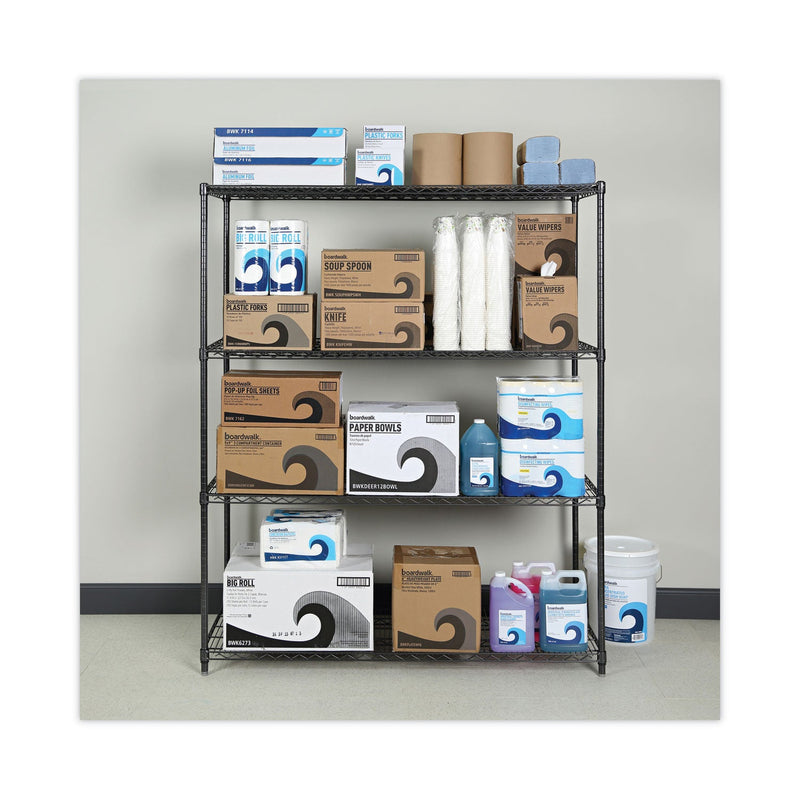 Alera All-Purpose Wire Shelving Starter Kit, Four-Shelf, 60w x 24d x 72h, Black Anthracite Plus