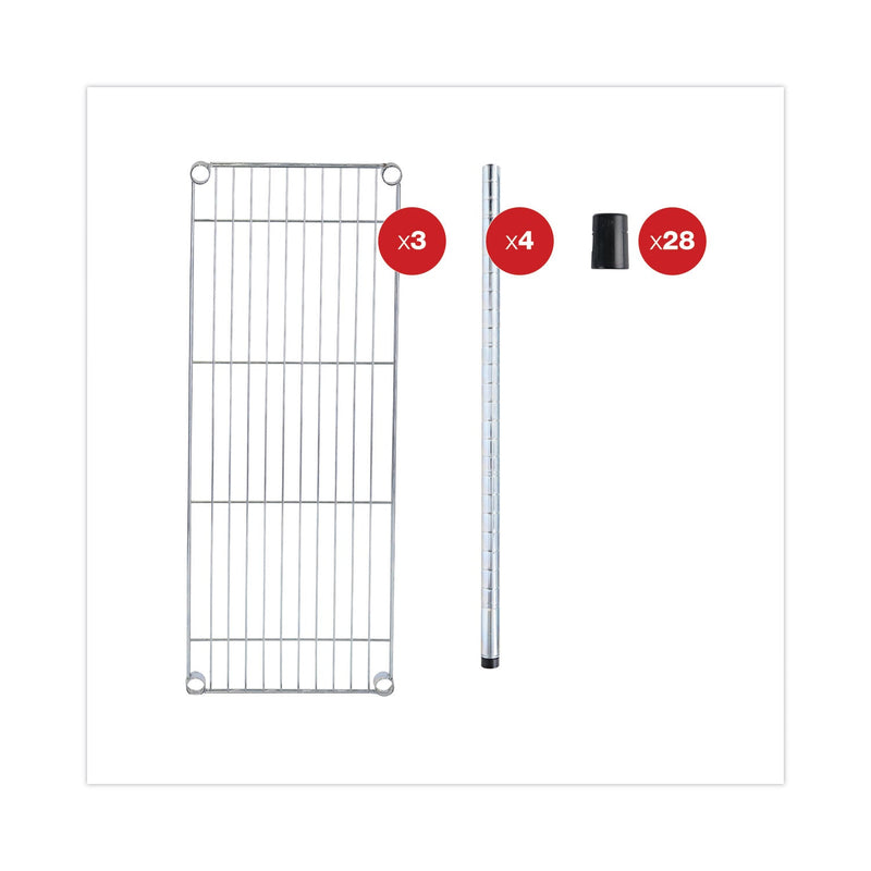 Alera Residential Wire Shelving, Three-Shelf, 36w x 14d x 36h, Silver