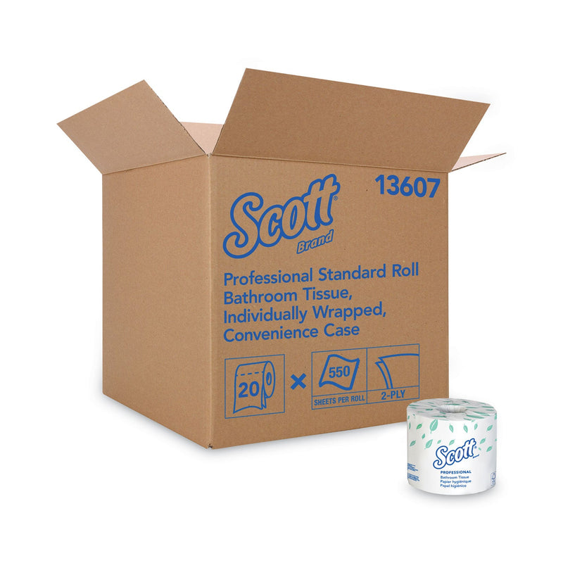Scott Essential Standard Roll Bathroom Tissue for Business, Septic Safe, Convenience Carton, 2-Ply, White, 550/Roll, 20 Rolls/CT