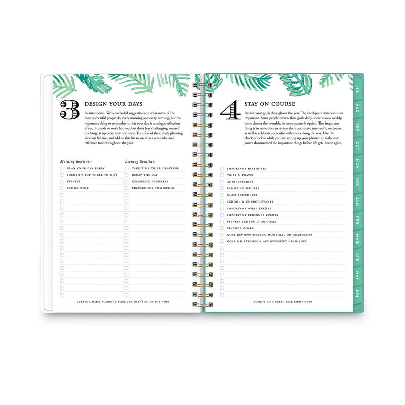 Blue Sky Day Designer Academic Year Weekly/Monthly Frosted Planner, Palms Artwork, 8 x 5, 12-Month (July-June): 2022-2023
