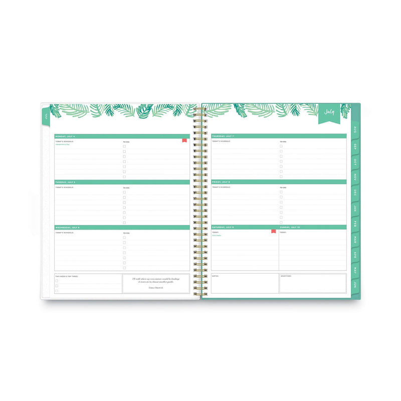 Blue Sky Day Designer Academic Year Weekly/Monthly Frosted Planner, Palms Artwork, 11 x 8.5, 12-Month (July-June): 2022-2023
