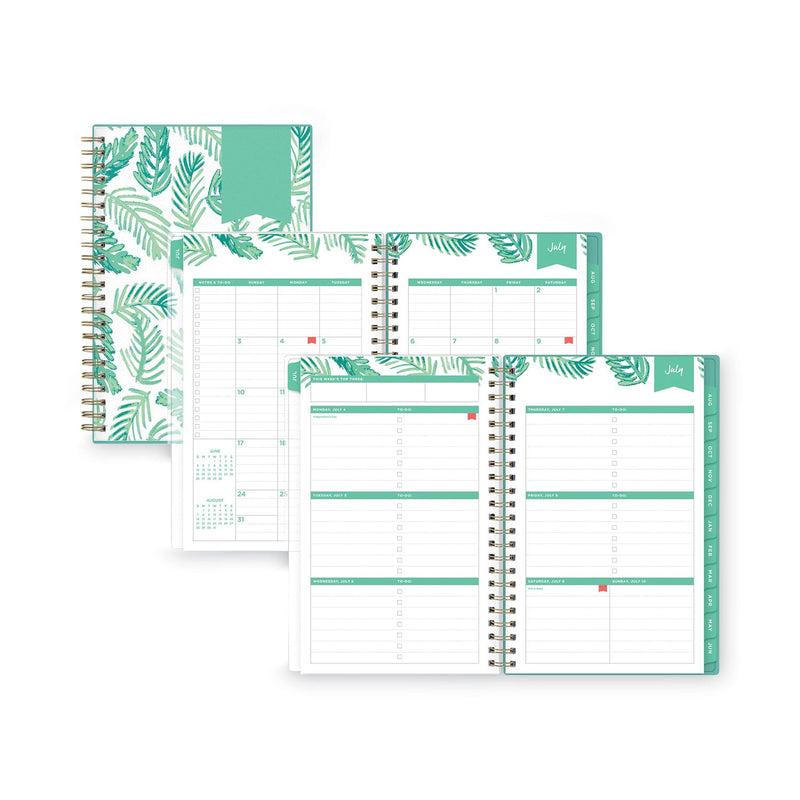 Blue Sky Day Designer Academic Year Weekly/Monthly Frosted Planner, Palms Artwork, 8 x 5, 12-Month (July-June): 2022-2023