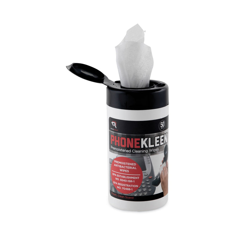 Read Right PhoneKleen Wet Wipes, Cloth, 5 x 5, 50/Tub