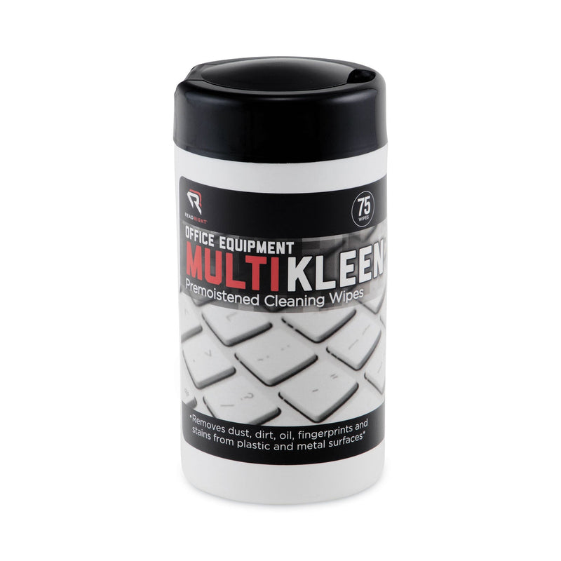 Read Right Office Equipment MultiKleen Wet Wipes, Cloth, 5.44 x 6.38, 75/Tub