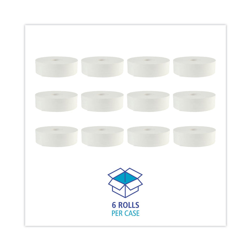 Boardwalk JRT Bath Tissue, Jumbo, Septic Safe, 2-Ply, White, 3.5" x 2,000 ft, 6 Rolls/Carton