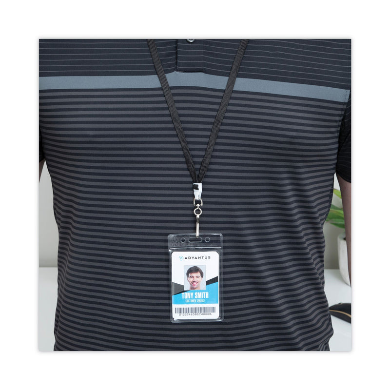 Advantus Recycled Breakaway Lanyard, Plastic J-Hook Fastener, 36" Long, Black, 10/Box