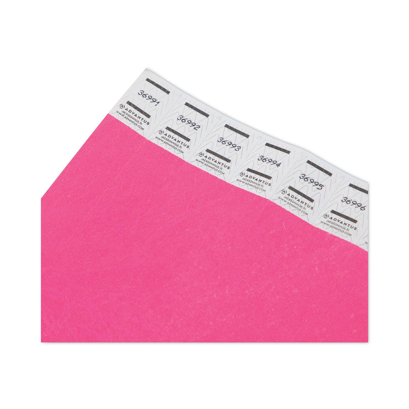 Advantus Crowd Management Wristbands, Sequentially Numbered, 9.75" x 0.75", Neon Pink, 500/Pack