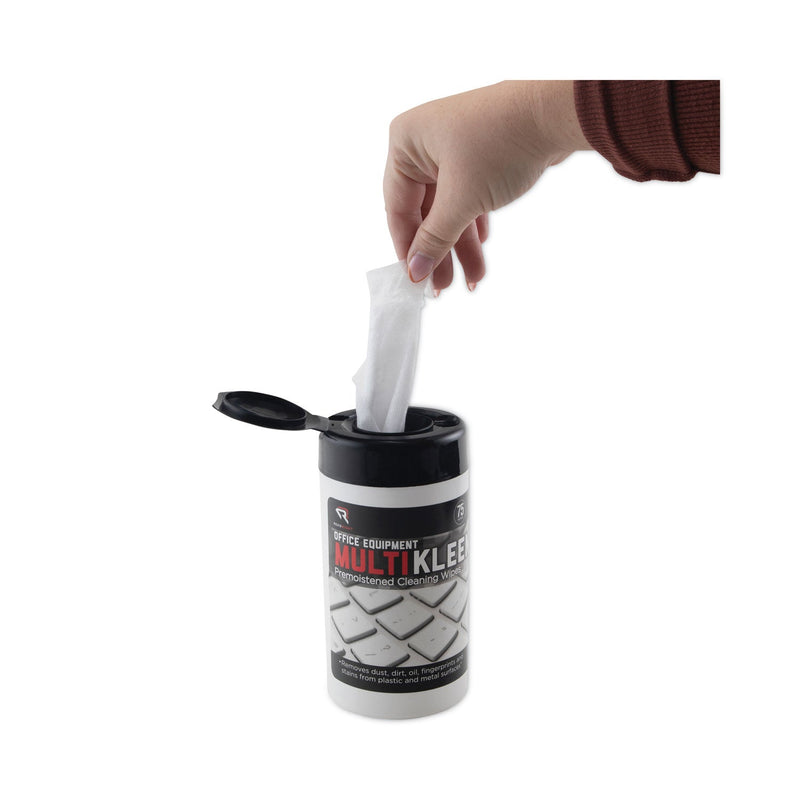 Read Right Office Equipment MultiKleen Wet Wipes, Cloth, 5.44 x 6.38, 75/Tub