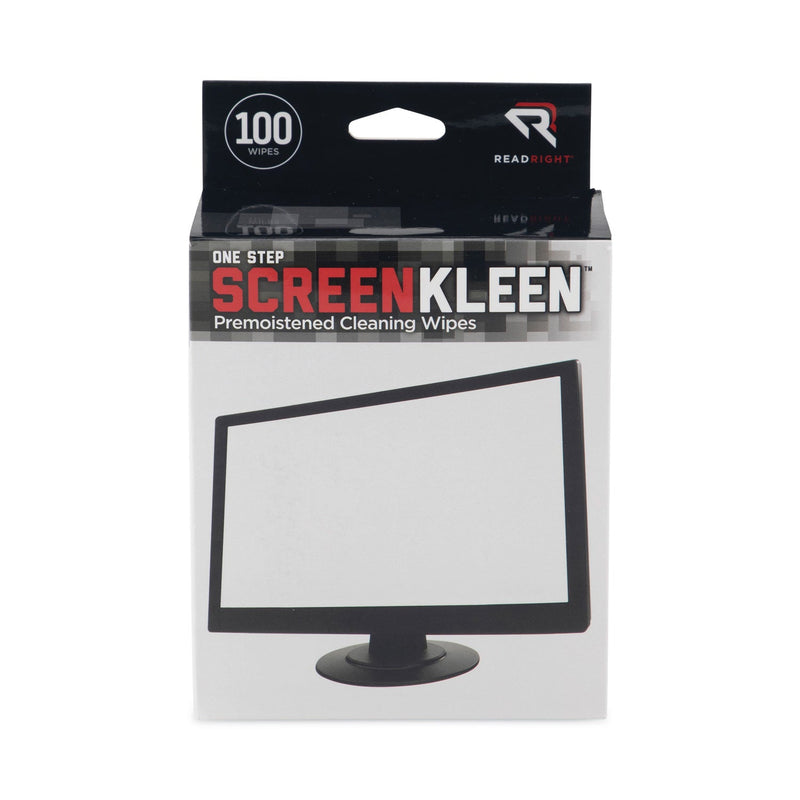 Read Right OneStep CRT Screen Cleaning Pads, 5 x 5, Cloth, White, 100/Box