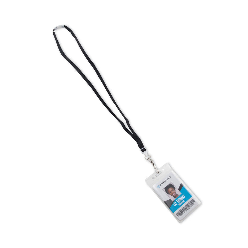 Advantus Recycled Breakaway Lanyard, Plastic J-Hook Fastener, 36" Long, Black, 10/Box