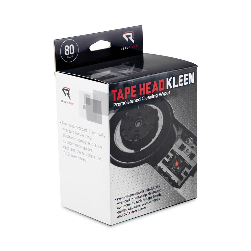 Read Right Tape Head Kleen Pad, Individually Sealed Pads, 5 x 5, 80/Box