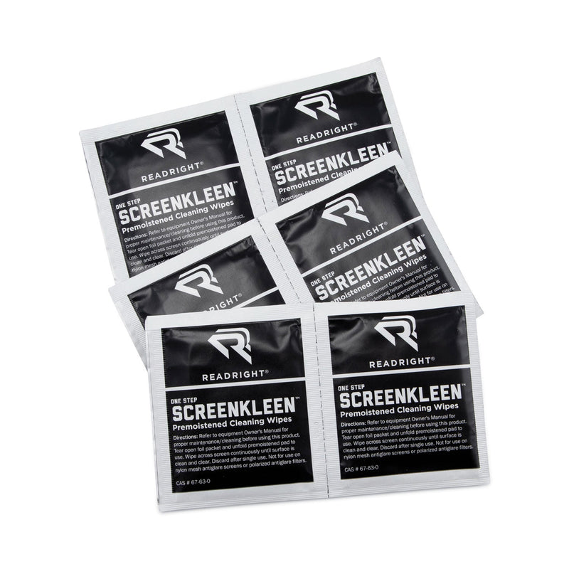 Read Right OneStep CRT Screen Cleaning Pads, 5 x 5, Cloth, White, 100/Box