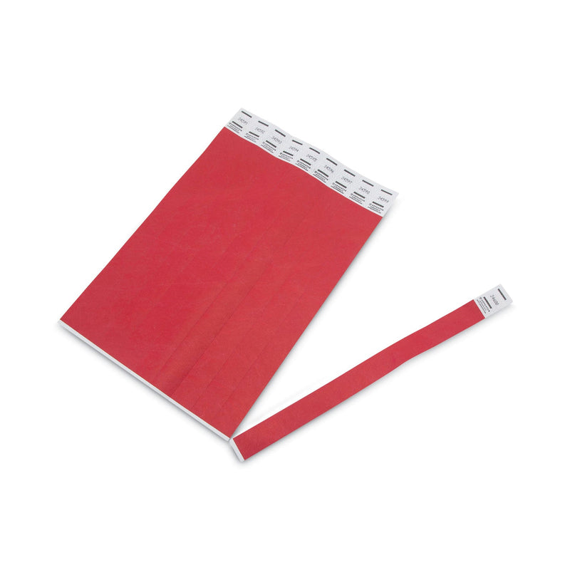 Advantus Crowd Management Wristbands, Sequentially Numbered, 10" x 0.75", Red, 100/Pack