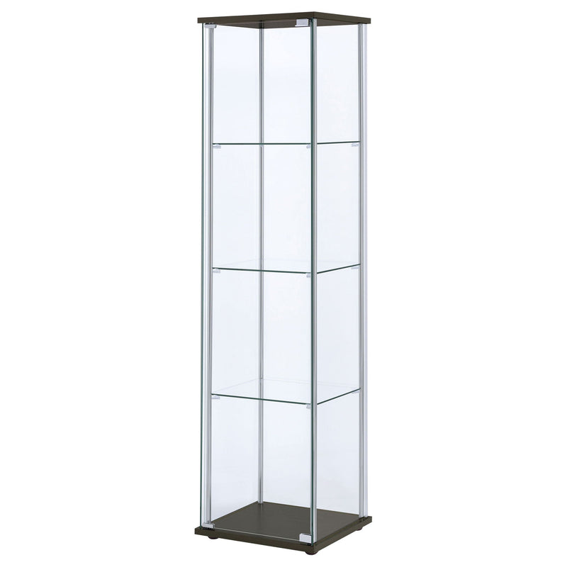 Bellatrix 3-shelf Clear Glass Curio Cabinet Cappuccino