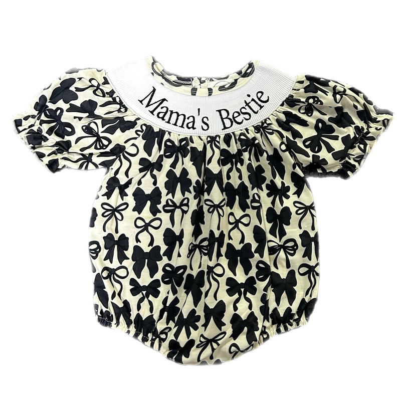 Smocked bows mamas bestie romper