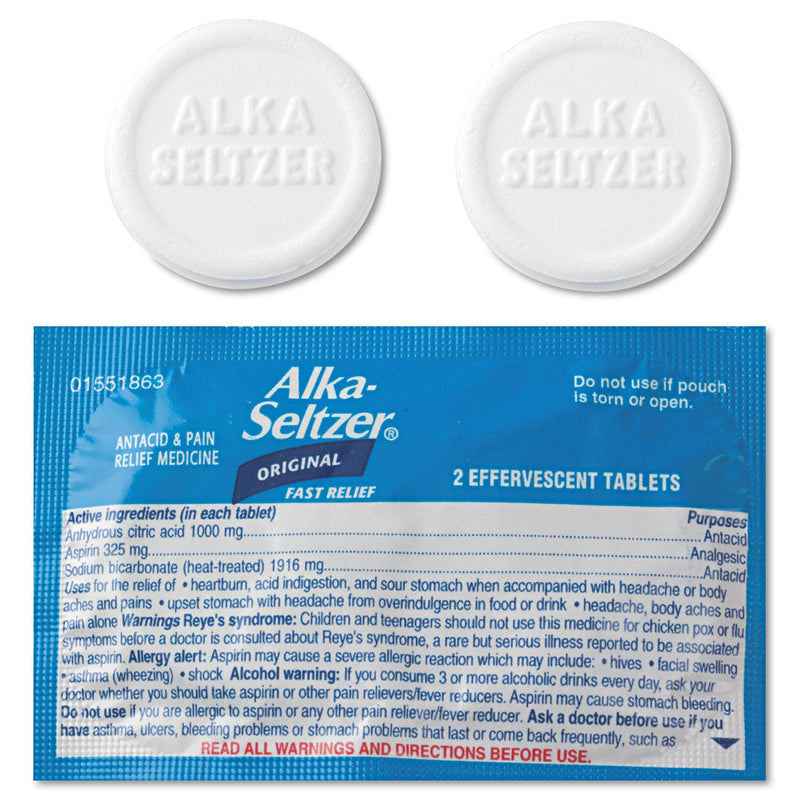 Alka-Seltzer Antacid and Pain Relief Medicine, Two-Pack, 50 Packs/Box