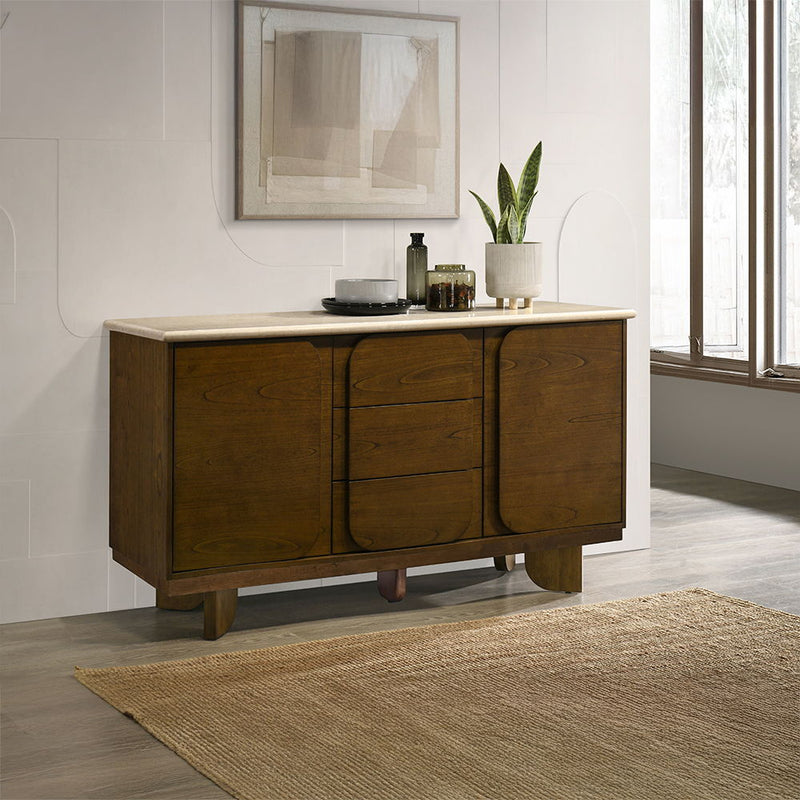 Kasha - Server With Marble Top Top - Vintage Oak