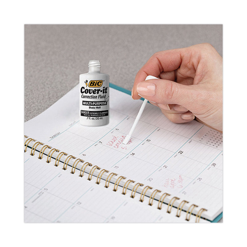 BIC Cover-It Correction Fluid, 20 ml Bottle, White, Dozen