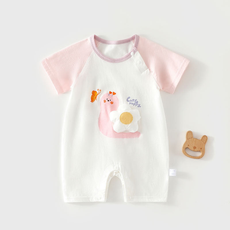 Pure Cotton Baby Short-Sleeve Onesie Seamless Romper Lightweight Air-Conditioning Bodysuit T-Shirt