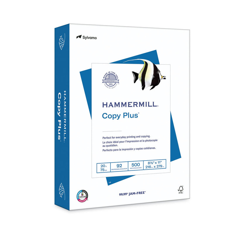 Hammermill Copy Plus Print Paper, 92 Bright, 20 lb Bond Weight, 8.5 x 11, White, 500 Sheets/Ream, 10 Reams/Carton, 40 Cartons/Pallet