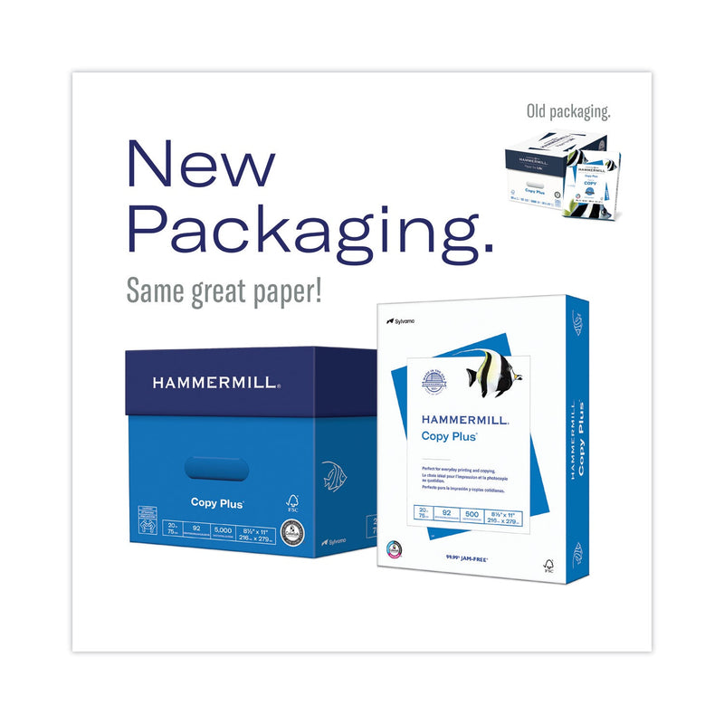 Hammermill Copy Plus Print Paper, 92 Bright, 20 lb Bond Weight, 8.5 x 11, White, 500 Sheets/Ream, 10 Reams/Carton