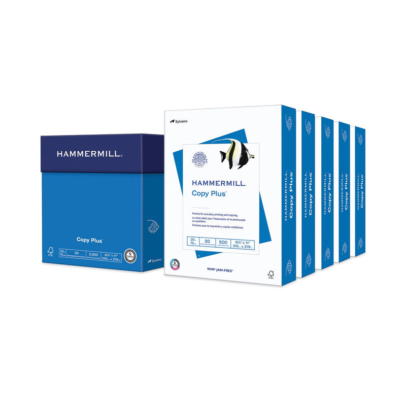 Hammermill Copy Plus Print Paper, 92 Bright, 20 lb Bond Weight, 8.5 x 11, White, 500 Sheets/Ream, 5 Reams/Carton