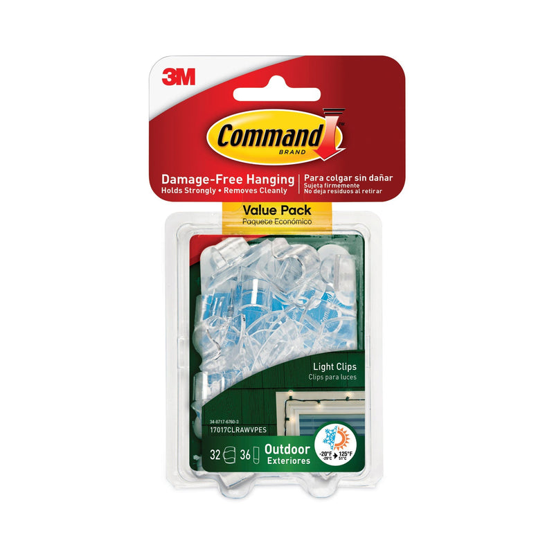 Command All Weather Hooks and Strips, Plastic, Cord Clips, 32 Clips and 36 Small Strips/Pack