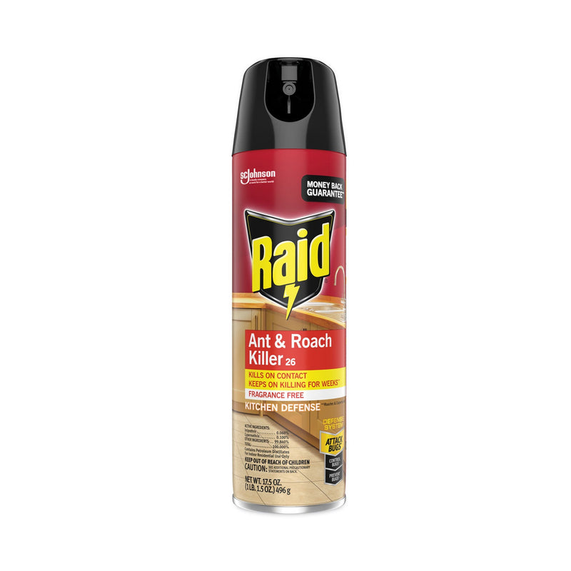 Raid Fragrance Free Ant and Roach Killer, 17.5 oz Aerosol Spray, 12/Carton