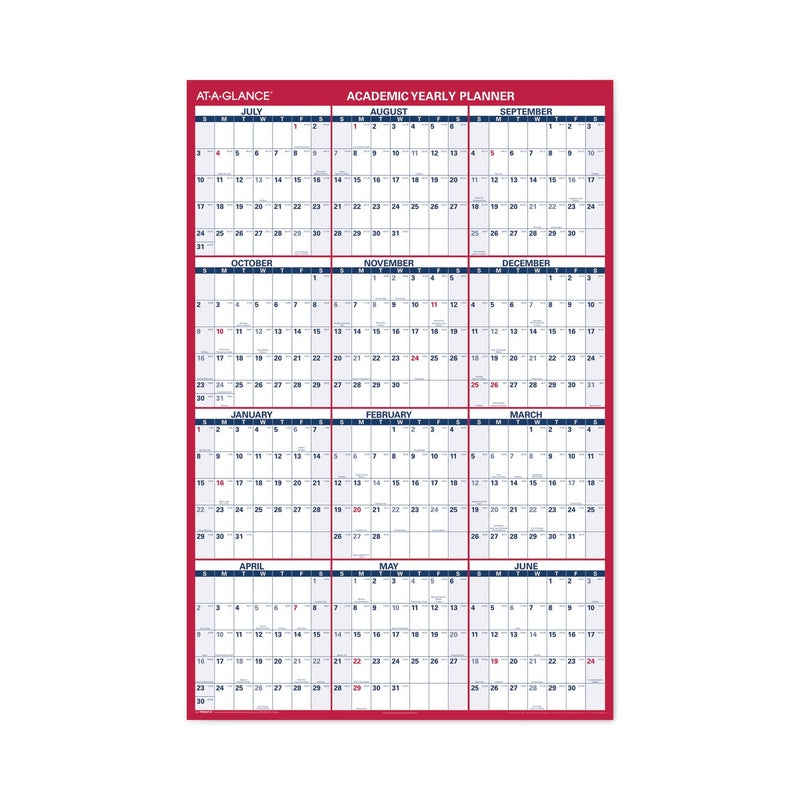 AT-A-GLANCE Academic Erasable Reversible Extra Large Wall Calendar, 48 x 32, White/Blue/Red, 12 Month (July to June): 2022 to 2023