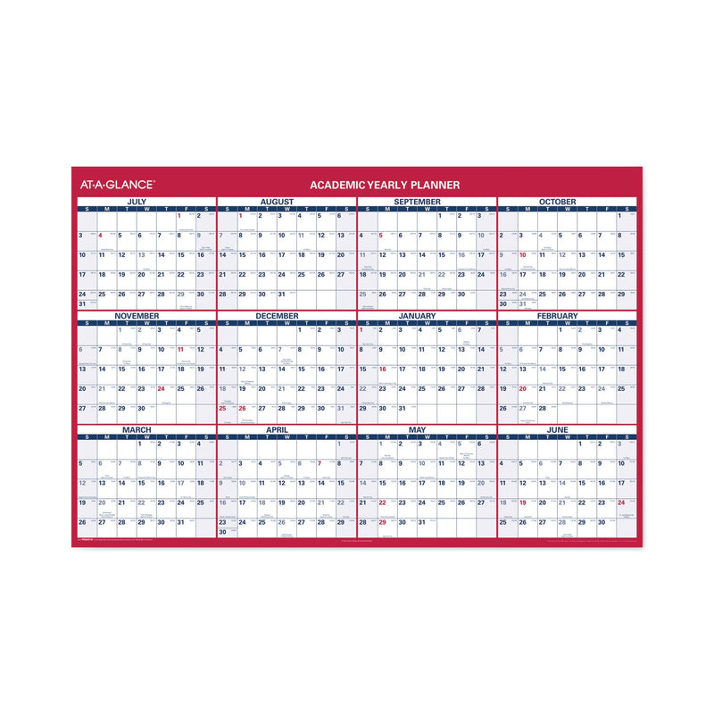AT-A-GLANCE Academic Erasable Reversible Extra Large Wall Calendar, 48 x 32, White/Blue/Red, 12 Month (July to June): 2022 to 2023