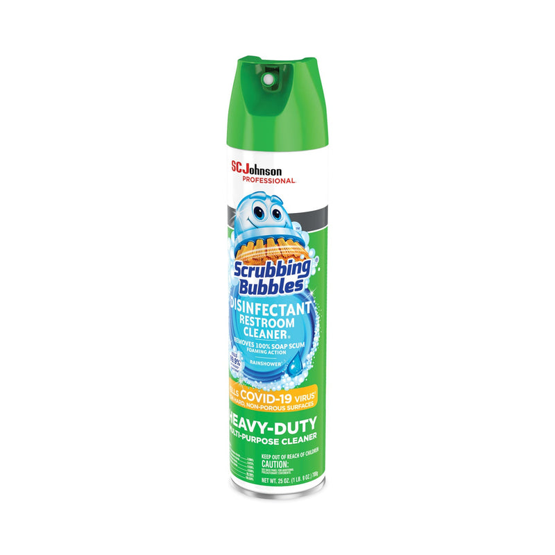 Scrubbing Bubbles Disinfectant Restroom Cleaner II, Rain Shower Scent, 25 oz Aerosol Spray, 12/Carton
