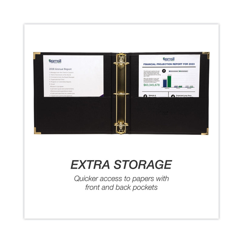 Samsill Classic Collection Ring Binder, 3 Rings, 2" Capacity, 11 x 8.5, Black