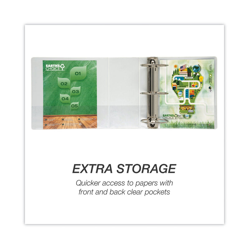 Samsill Earth's Choice Biobased Round Ring View Binder, 3 Rings, 5" Capacity, 11 x 8.5, White